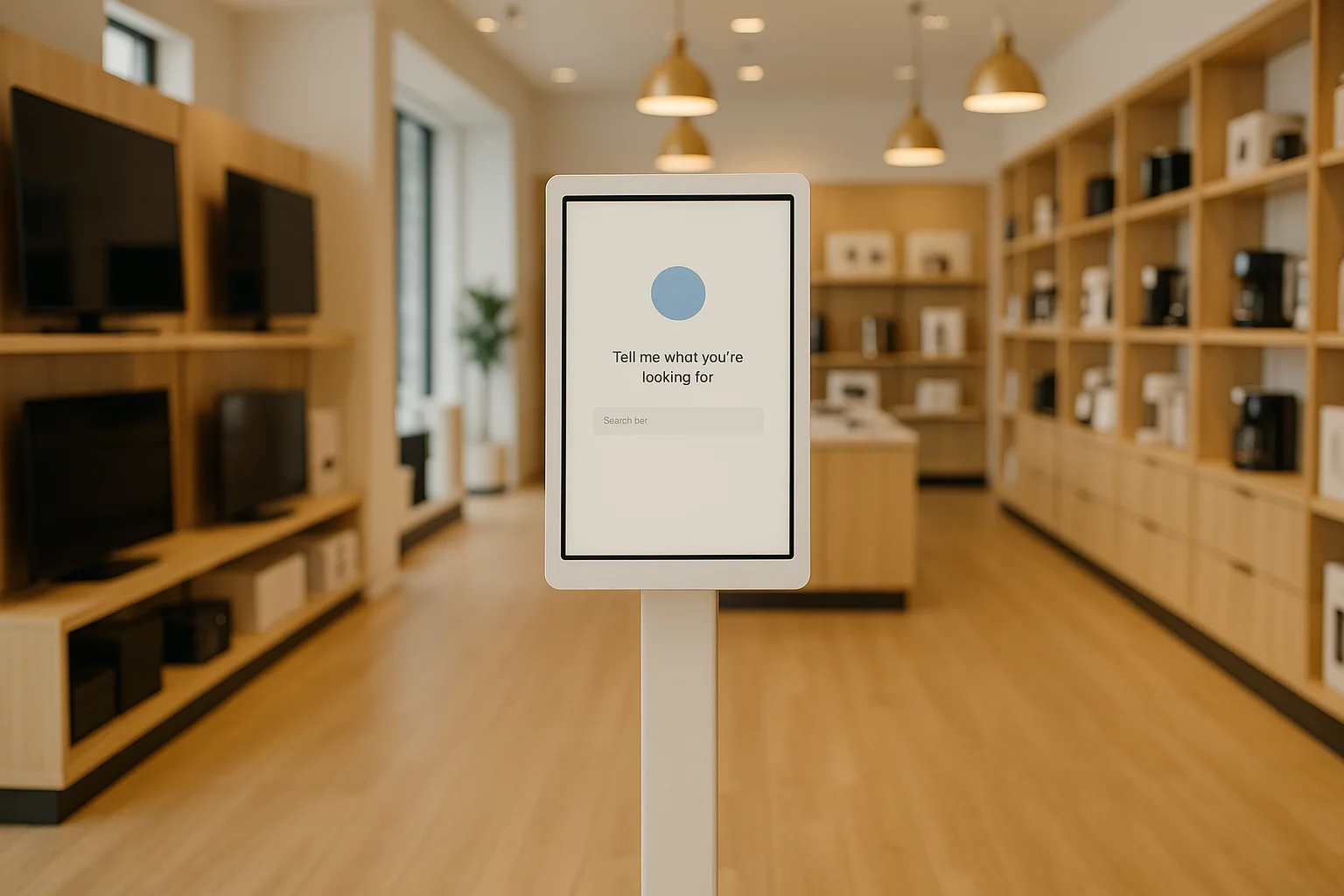 A freestanding ShopVoices kiosk at home on the shop floor
