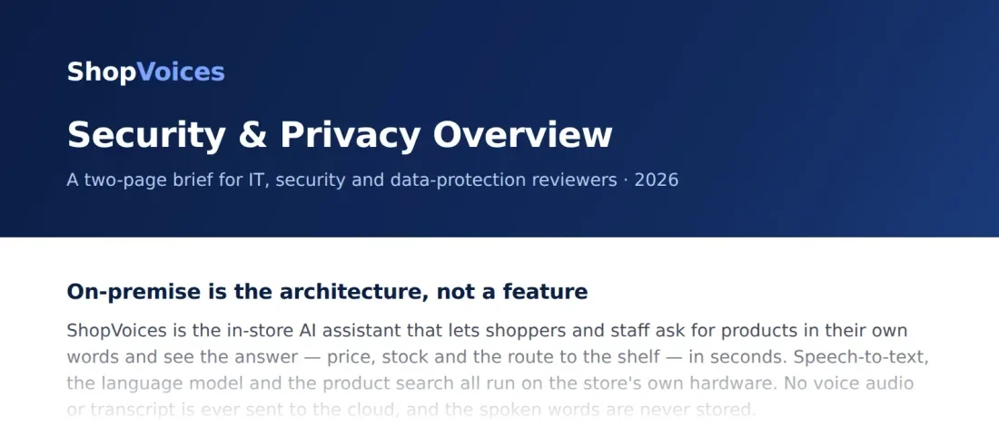 The first page of the Security and Privacy Overview